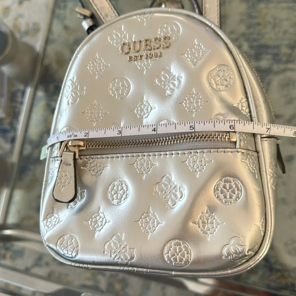 Guess silver mini backpack